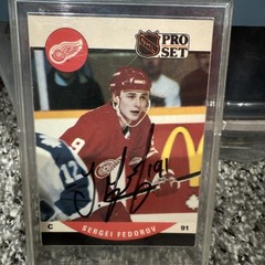 1990-91 Pro Set – Sergei Fedorov #604 (RC) Autographed Signed Red Wings HOF