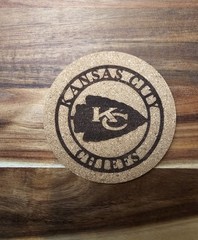 Kansas City Chiefs Cork Coaster 4 Inch Diameter NFL Team Logo