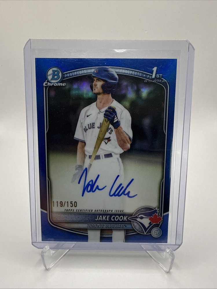 2025 Bowman Draft Chrome 1st Jake Cook True Blue Ref Auto /150 #CPA-JC Blue Jays