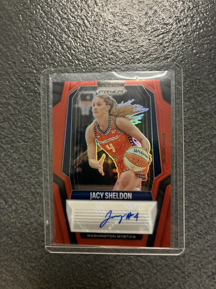 Panini 2025 Prizm WNBA Signatures Jacy Sheldon Mystics SG-JS Red Prizm /99 Auto
