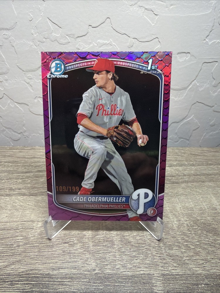 2025 Bowman Chrome Draft Cade Obermueller Fuchsia Reptilian Refractor /199