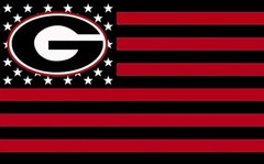(2) Georgia Bulldogs Stars & Stripes US Flag Design Vinyl Stickers 5×3 Decals