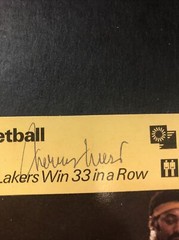 LAKERS WIN 33 IN A ROW Sportscaster NBA Signed By Jerry West JSA (Chamberlain)
