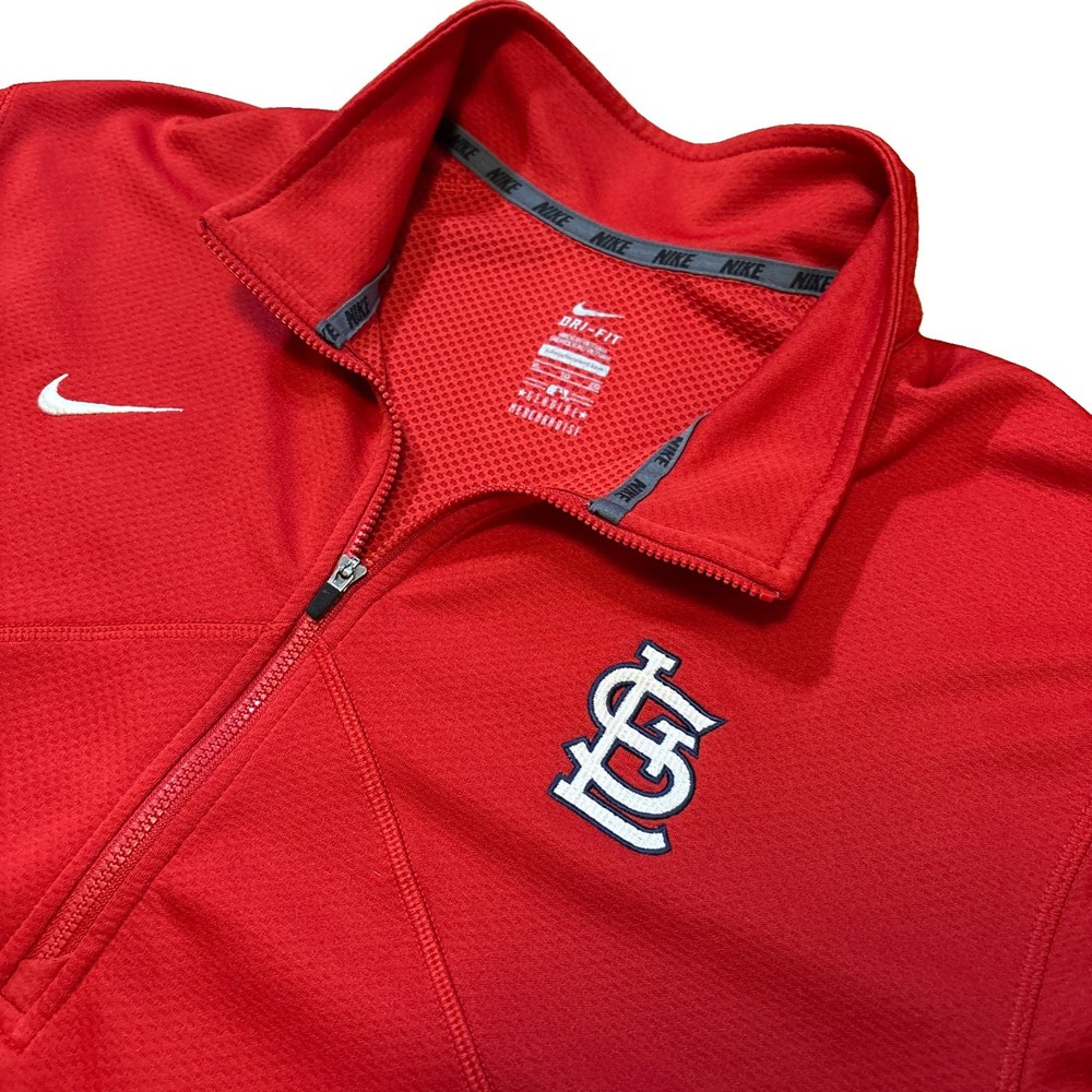 Nike Dri Fit MLB St. Louis Cardinals Red Quarter Zip Pullover Sweater Mens XL