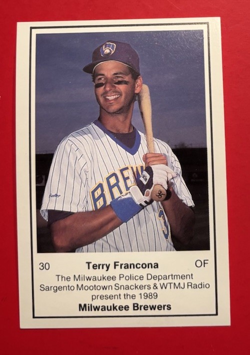 1989 MILWAUKEE BREWERS TERRY FRANCONA Regional Police Safety Baseball Card MLB