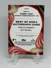 2024 Bowman&rsquo;s Best Tommy Troy Refractor On Card Autograph Auto #B24-TT Arizona!!