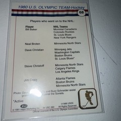 1991 Impel U.S. Olympic Hall of Fame 1980 U.S. Olympic Hockey Team #68 USA