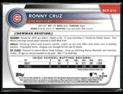 Ronny Cruz 1st 2025 Bowman Chrome #BCP-213 Prospects Fuchsia Geometric #/299