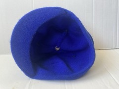 VTG CHILD 22.5” Dodgers Baseball Script Logo MLB Knit Hat Blue Newsboy Brim Pom