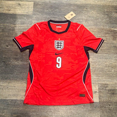England Away Kane #9 Soccer Jersey Red Navy White Men&rsquo;s Size M