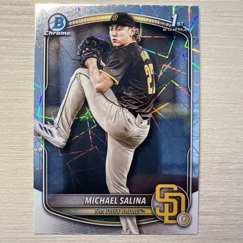 2025 1st Bowman Draft Chrome Michael Salina Laser Refractor Padres RC #BDC-76
