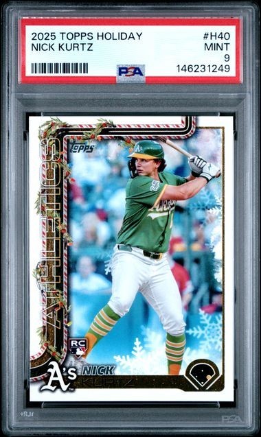 2025 Topps Holiday #H40 Nick Kurtz Athletics PSA 9