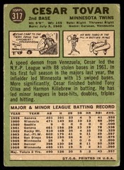 1967 Topps Cesar Tovar — Minnesota Twins #317