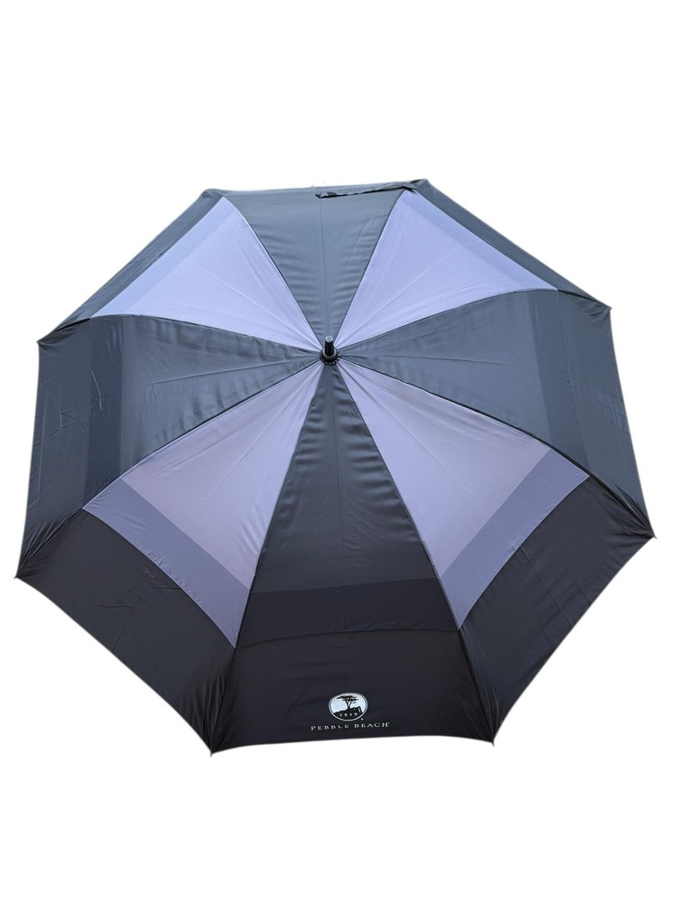 Pebble Beach 1919 Logo Golf Umbrella Black and Gray Large Vented 58&Prime; Shed Rain
