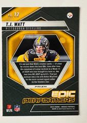 2025 Panini Mosaic T.J. Watt NEON Orange Prizm Card #12 Epic Performers Steelers