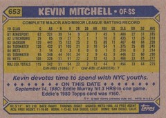 Kevin Mitchell Signed 1987 Topps Mets Baseball Rookie Card #653 RC MVP Autograph