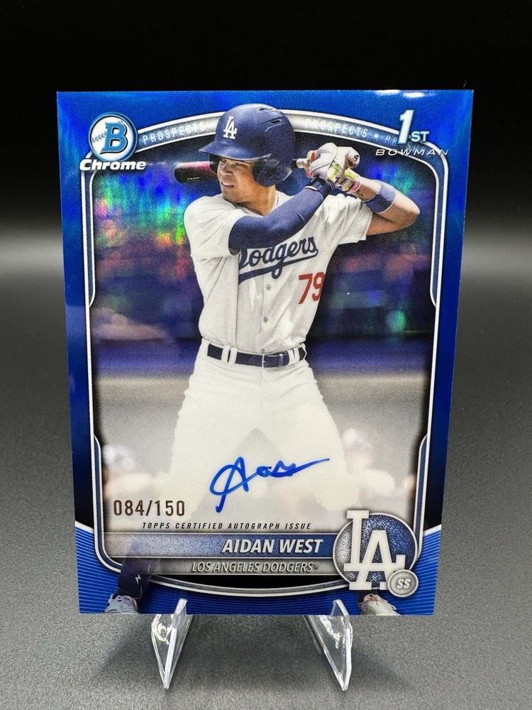 2025 Bowman Draft Aidan West Chrome 1st Auto True Blue Refractor /150