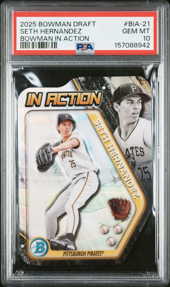 157088942 Seth Hernandez 2025 Bowman Draft #BIA-21 In Action PSA 10