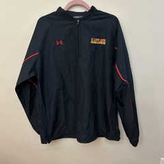 Maryland Terrapins Windbreaker Mens L Under Armour Black Ncaa Quarter Zip