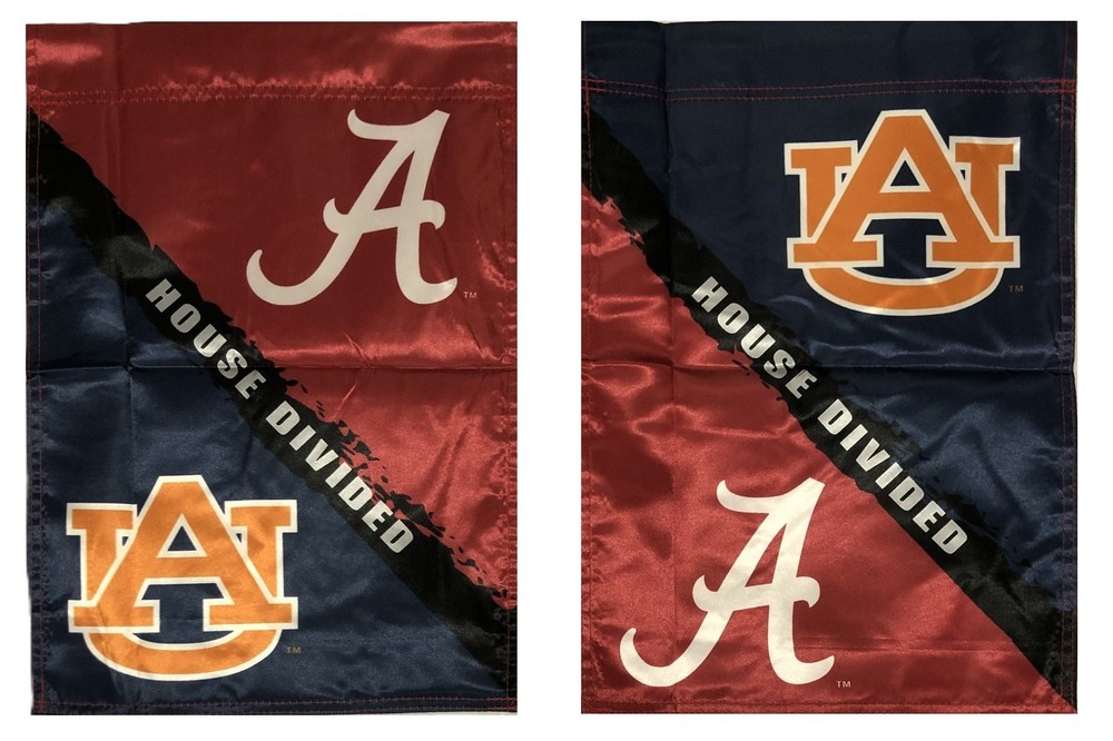 Alabama and Auburn House Divided Garden Flag 2 Sided Rivalry NWT Licensed
