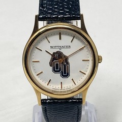 Wittnauer Oakland Univeristy Mens Watch 33mm Gold Tone Swiss Leather New Battery