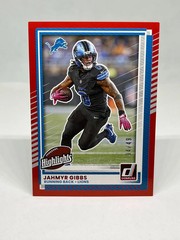 Jahmyr Gibbs 2025 Donruss Rookies & Highlights Red /49 Lions #DRH-96