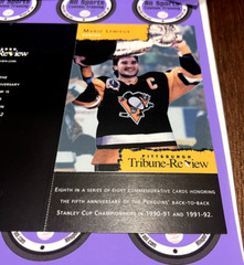 Mario Lemieux 1992-93 Penguins Tribune Review Card Back to Back Stanley Cups