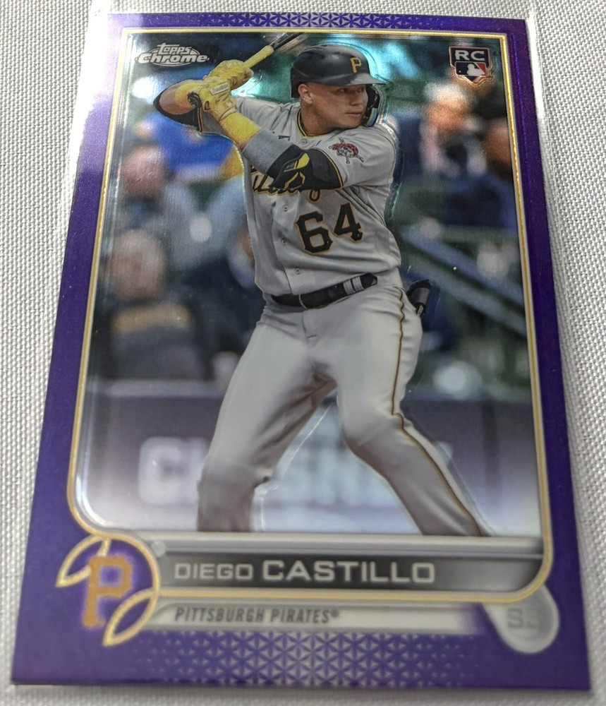 2022 Topps Chrome Update Baseball Diego Castillo Pirates Purple Refractor Rookie