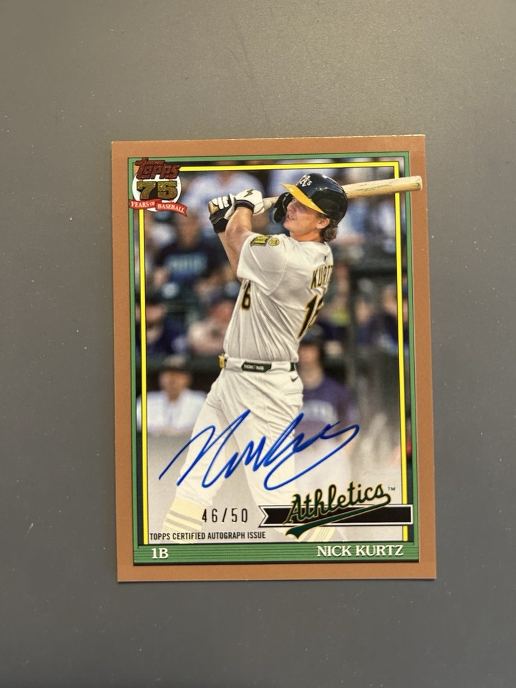 2026 Topps Series 2 Nick Kurtz Gold 1991 Design On-Card AUTOGRAPH #/50 Athletics
