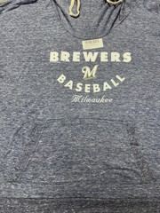 Milwaukee Brewers Women’s Soft As A Grape Blue Gray Funnel Neck Shirt MLB