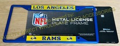 ⭐️⭐️⭐️⭐️⭐️Los Angeles RAMS Laser Frame Blue License Plate Metal Tag Cover