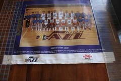 Vtg NBA 1992-1993 Utah Jazz Team Poster 19×24 Stockton Malone Coach Sloan Miller