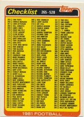 1981 Topps Team Leaders Checklists 265-528 Mail In Offer