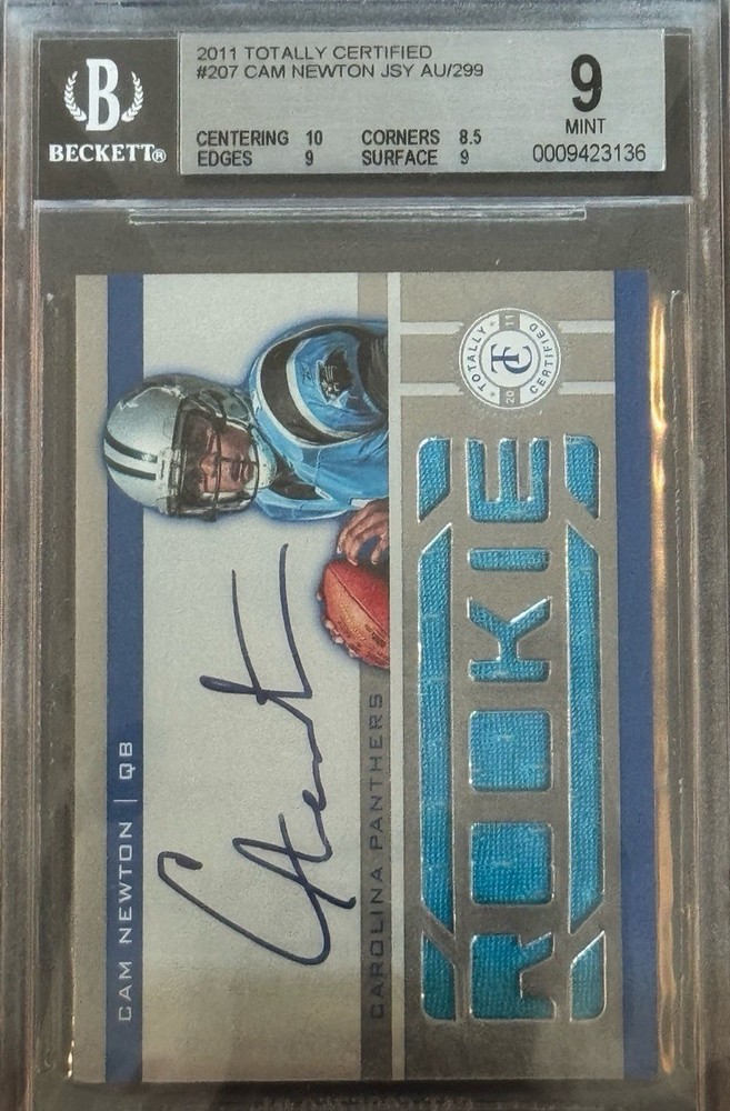 2011 Panini Totally Certified CAM NEWTON Freshman Fabric #/299 Rookie Auto #207