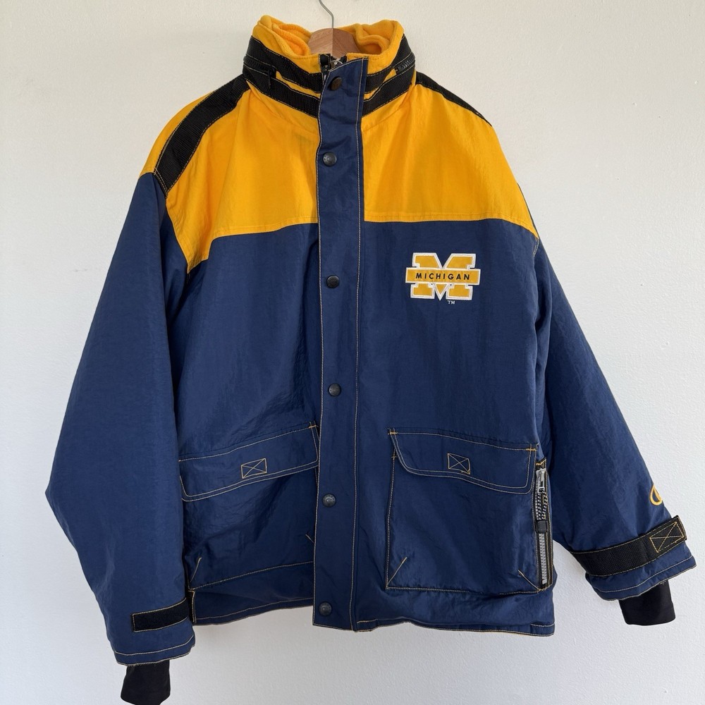 Vintage Michigan Wolverines Puffer Jacket Adult XL Blue Champion Sports Mens 90s