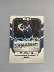 2026 Panini Donruss Signature Series AUTO SS-CM COLE MATHIS RC Cubs/ Mets