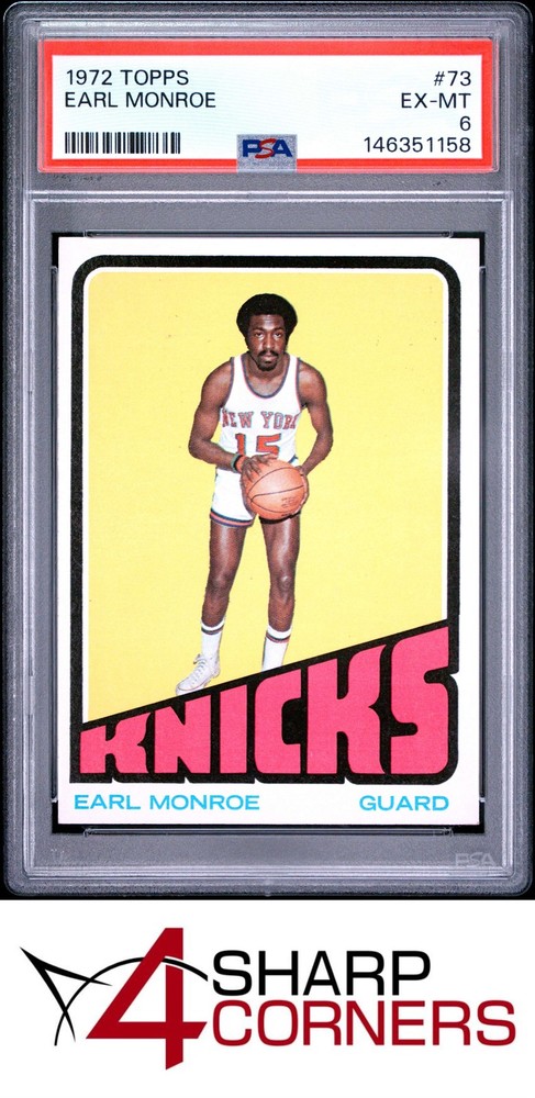1972 TOPPS #73 EARL MONROE KNICKS HOF PSA 6