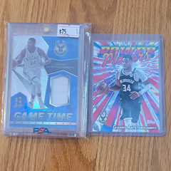 Milwaukee Bucks Giannis Antetokounmpo 2 Card Lot-#&rsquo;d 42/49 Game Worn Patch&PP-1