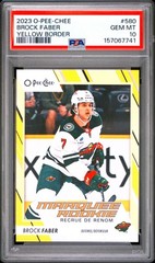 2023 O-Pee-Chee Brock Faber Yellow Border #580 Rookie PSA 10 Minnesota Wild
