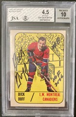 1967-68 Dick Duff Topps Autograph Auto JSA 4.5 VG-EX+ Auto Grade 10 HOF