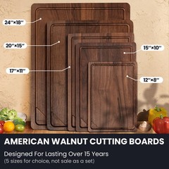 Walnut Wood Cutting Board for Kitchen with 17&Prime;L x 11&Prime;W, Black