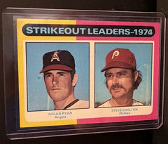 Topps 1975 League Leaders &rsquo;74 Strikeout LDRS #312 Nolan Ryan Steve Carlton