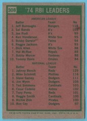 1975 Topps 1974 #308 Runs batted In Leaders – Burroughs/Bench