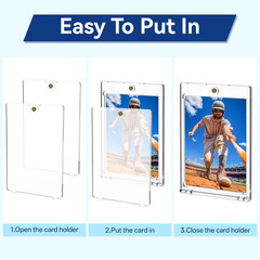 100 Pt Magnetic Card Holders, 30Ct One Card Touch Holder Clear Protectors Plasti