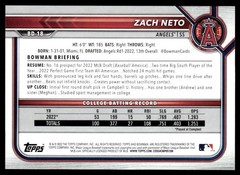 2022 BOWMAN DRAFT ZACH NETO RC LOS ANGELES ANGELS #BD-18 1ST BOWMAN