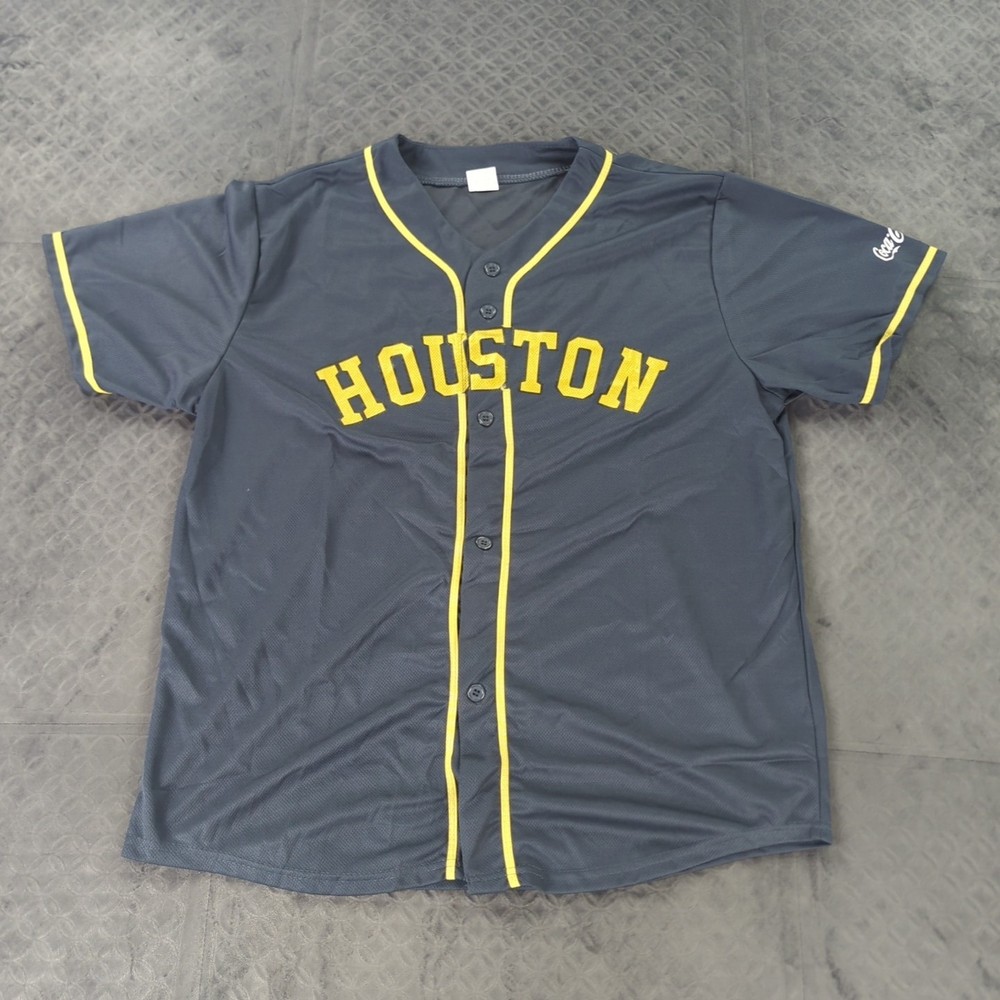 Houston Astros Jersey 713 Button Up Gray Giveaway Short Sleeve Men XL