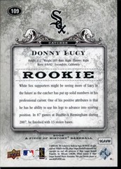 2008 UPPER DECK A PIECE OF HISTORY #109 DONNY LUCY RC ROOKIE CHICAGO WHITE SOX B