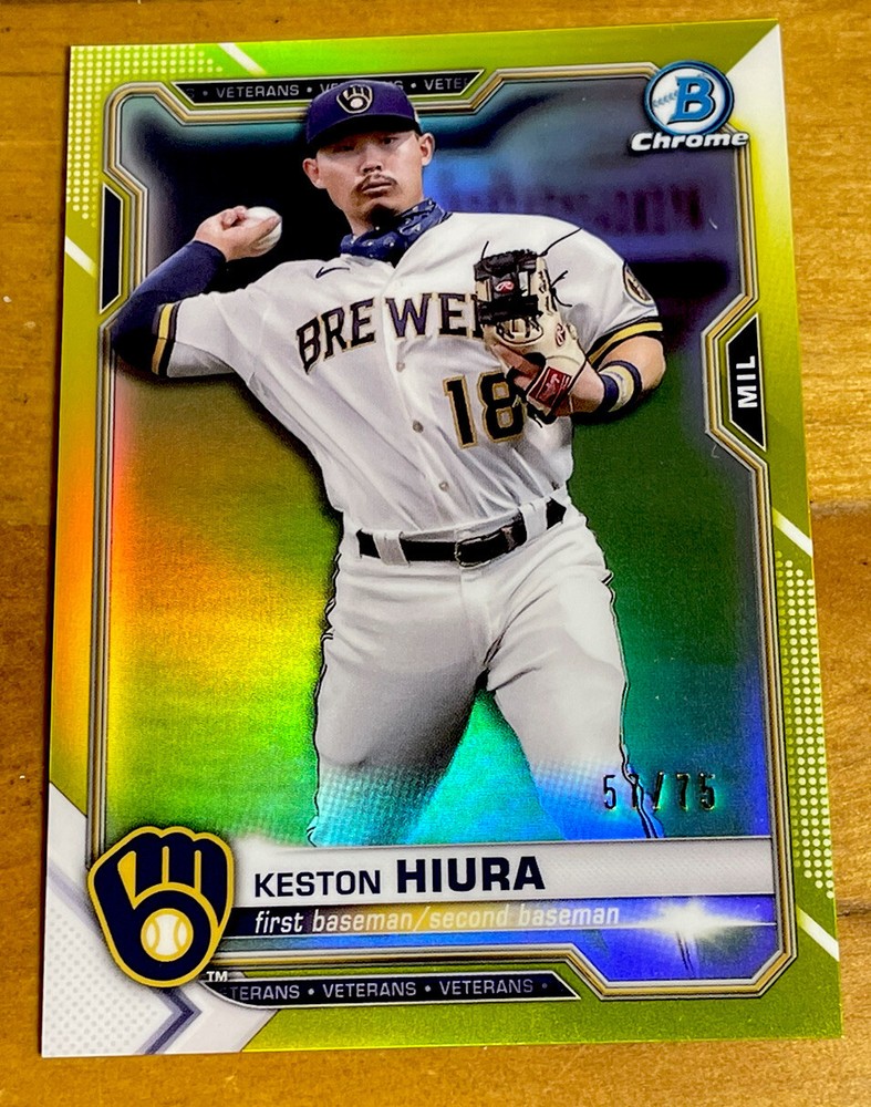 2021 Bowman Chrome #40 Keston Hiura Yellow Refractor /75 Free Shipping