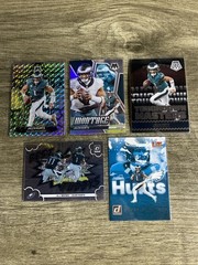 LOT OF (5) 2024/2025 JALEN HURTS FOOTBALL CARDS W/ INSERTS-PRIZMS