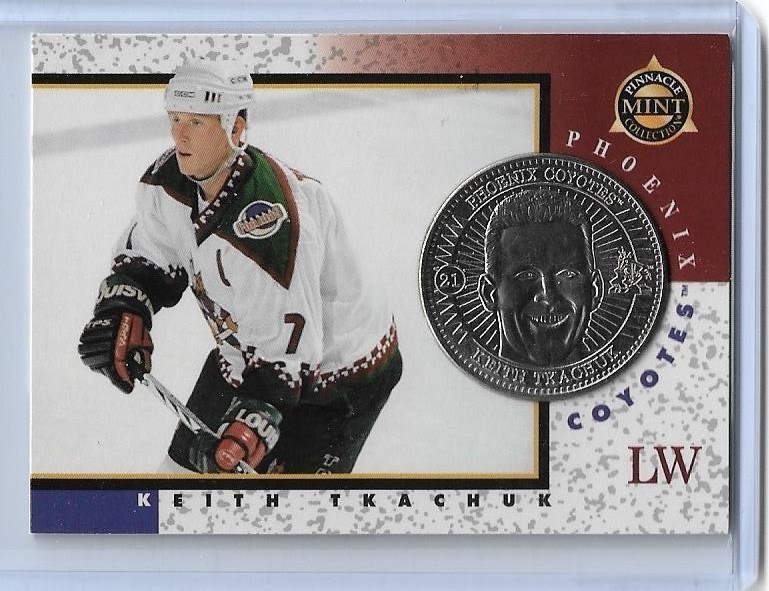 RARE 1997-98 PINNACLE MINT KEITH TKACHUK SILVER / NICKEL COIN & CARD #21 ~ QTY